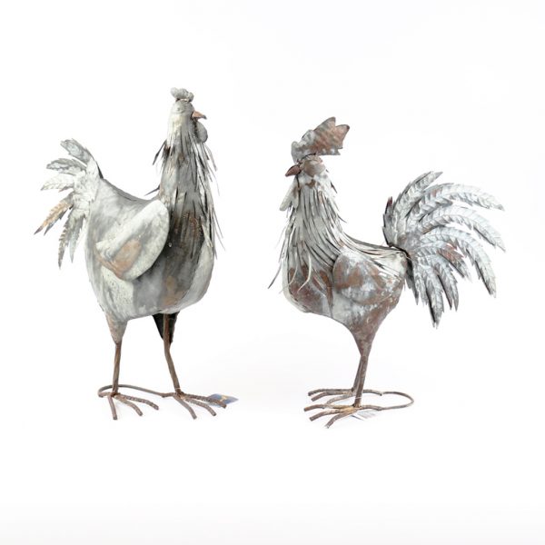 Rustic hen and rooster